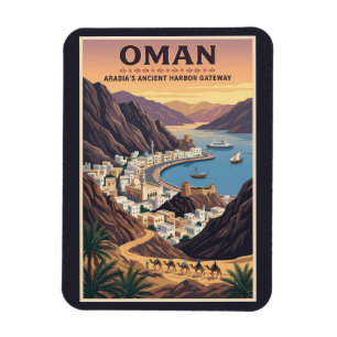 Ímã Ilustração de Paisagem de Omã Arte de Viagem Vinta