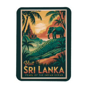 Ímã Ilustração de Paisagem de Sri Lanka Arte de Viagem