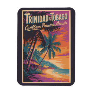 Ímã Ilustração de Paisagem de Trinidad e Tobago Viagem