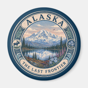 Imã Ilustração de Paisagem do Alasca Arte de Viagem Em