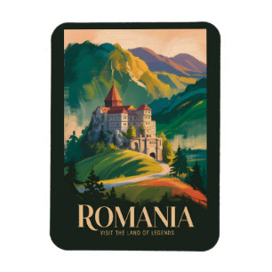 Ímã Ilustração de Paisagem do Castelo da Romênia Arte 