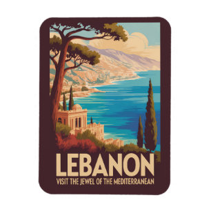 Ímã Ilustração de Paisagem do Líbano Arte de Viagem Vi