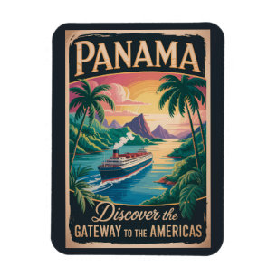 Ímã Ilustração de Paisagem do Panamá Arte de Viagem Vi