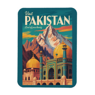 Ímã Ilustração de Paisagem do Paquistão Arte de Viagem