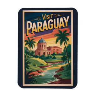 Ímã Ilustração de Paisagem do Paraguai Arte de Viagem 