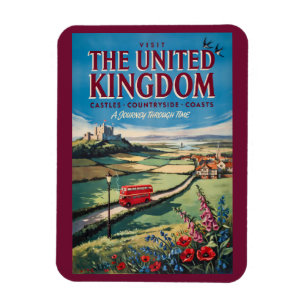 Ímã Ilustração de Paisagem do Reino Unido Viagem Arte