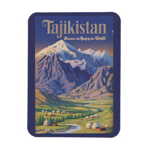 Ímã Ilustração de Paisagem do Tajiquistão Arte de Viag