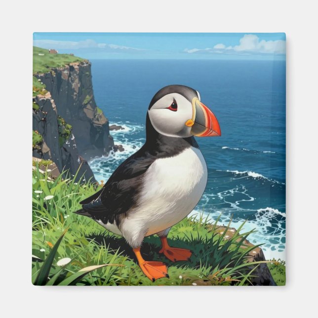 Imã Ilustração de Papagaio-do-Mar à Beira-Mar   (Frente)