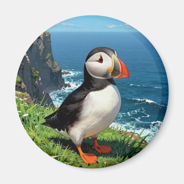 Imã Ilustração de Papagaio-do-Mar à Beira-Mar   (Frente)