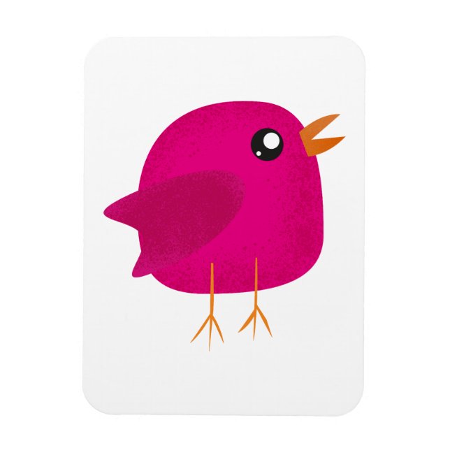 Ímã Ilustração de Passarinho Rosa Fofa (Vertical)