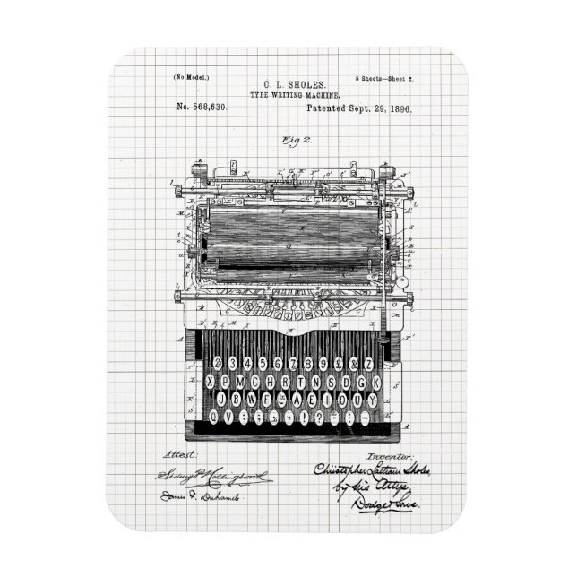 Ímã Ilustração de Patente de Máquina de Digitalização  (Vertical)