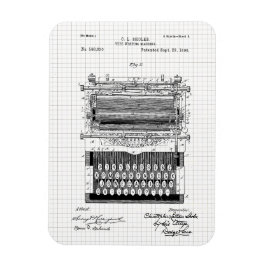 Ímã Ilustração de Patente de Máquina de Escrever Vinta