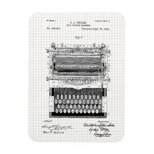 Ímã Ilustração de Patente de Máquina de Escrever Vinta