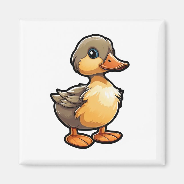 Imã Ilustração de pato de desenho animado (Frente)