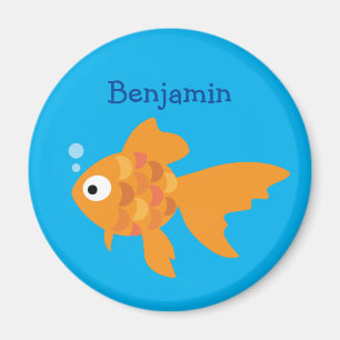 Imã Ilustração de Peixe Amigável Dourado