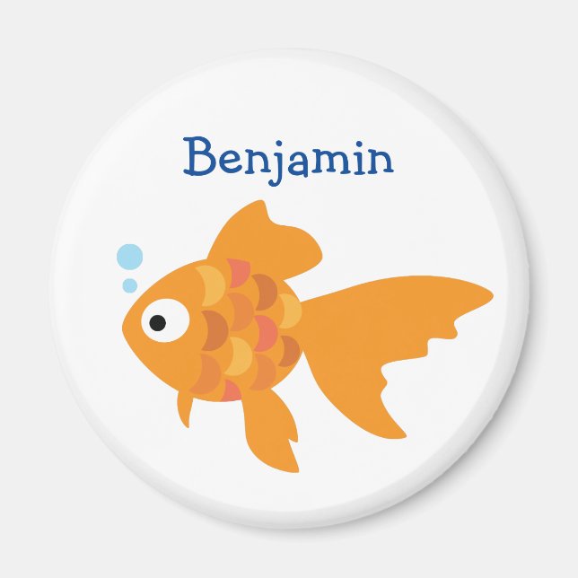 Imã Ilustração de Peixe Dourada Amigável (Frente)