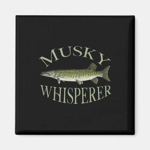 Imã Ilustração de Peixe Musky Muskellunge Arte Pesca A