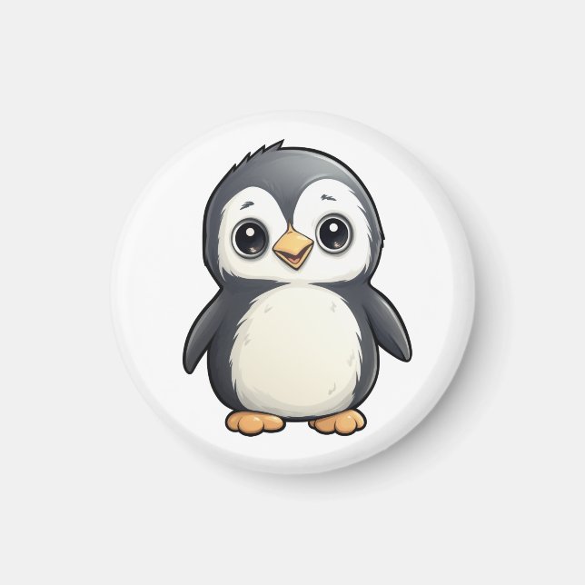 Imã Ilustração de pinguim de desenho animado (Frente)