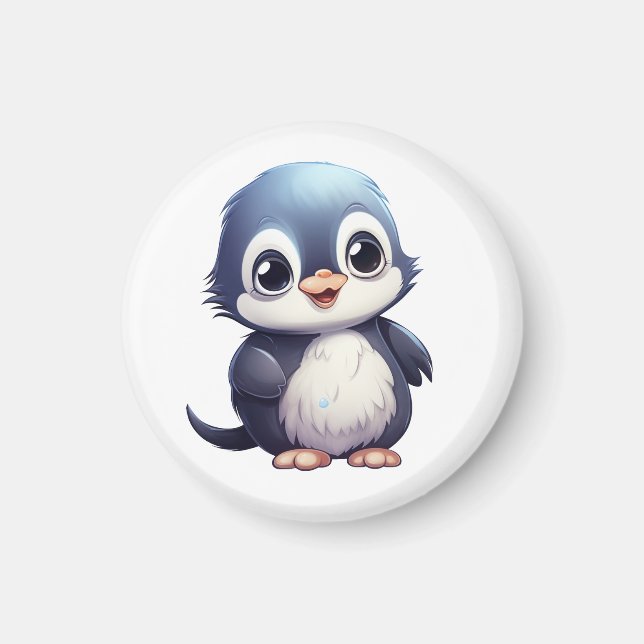 Imã Ilustração de pinguim de desenho animado (Frente)