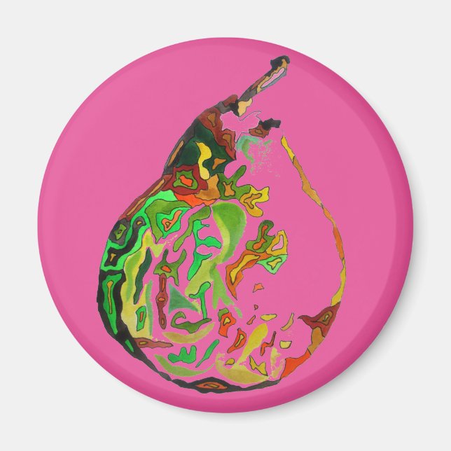 Imã Ilustração de pop de de fruta de pintura de pera (Frente)