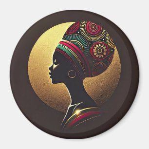 Imã Ilustração de Retrato de Mulher Africana Elegante