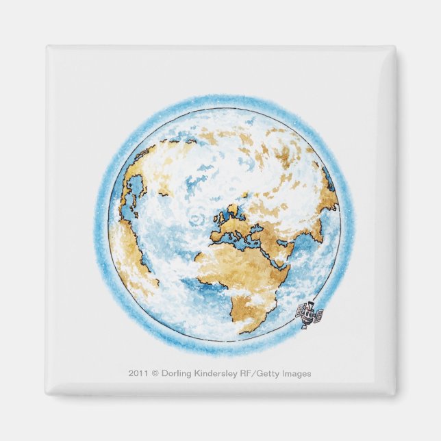 Imã Ilustração de satélite orbitando a Terra (Frente)