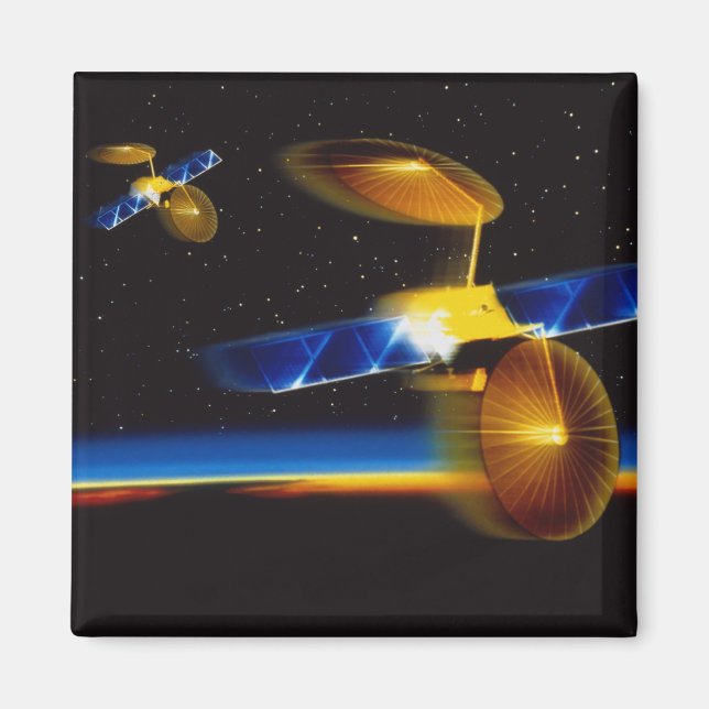 Imã Ilustração de satélites no horizonte da Terra (Frente)