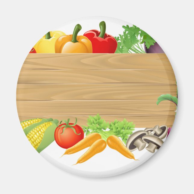 Imã Ilustração de sinal de madeira vegetal (Frente)