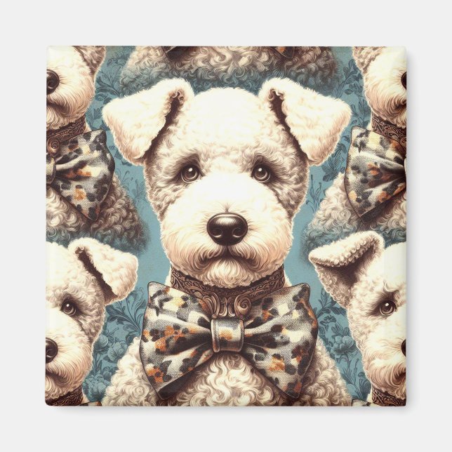 Imã Ilustração de Terrier Bedlington Retro (Frente)