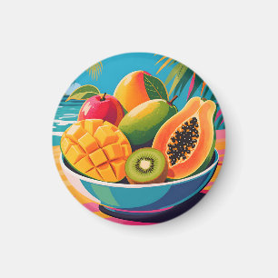 Imã Ilustração de Tigela de Frutas Tropicais