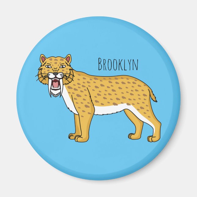 Imã Ilustração de tigre com dentes de Saber (Frente)
