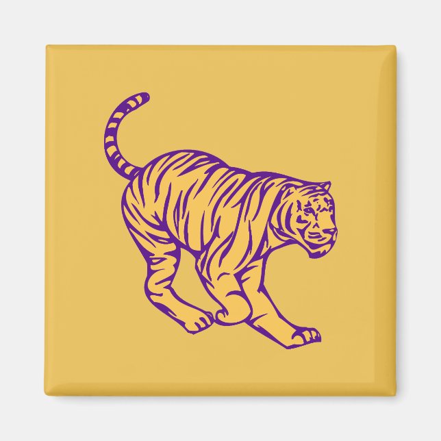 Imã Ilustração de Tigre de Gato Selvagem de Stripes Ro (Frente)