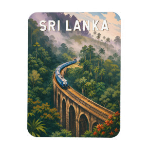 Ímã Ilustração de Trem do Sri Lanka Arte de Viagem Vin