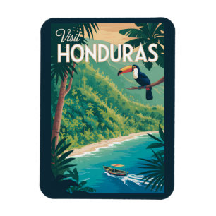 Ímã Ilustração de Tucano de Honduras Arte de Viagem Vi