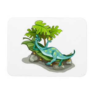 Ímã Ilustração De Um Banho De Sol Iguanodon.
