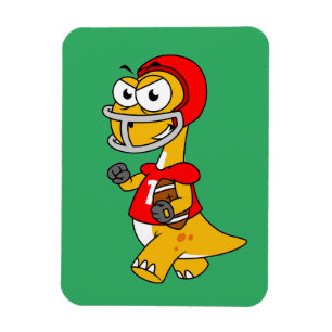 Ímã Ilustração De Um Brontossauro Jogando Futebol.