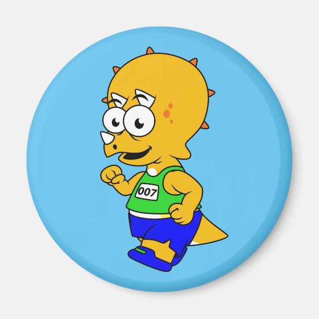 Imã Ilustração De Um Corredor De Tricerátops. (Frente)