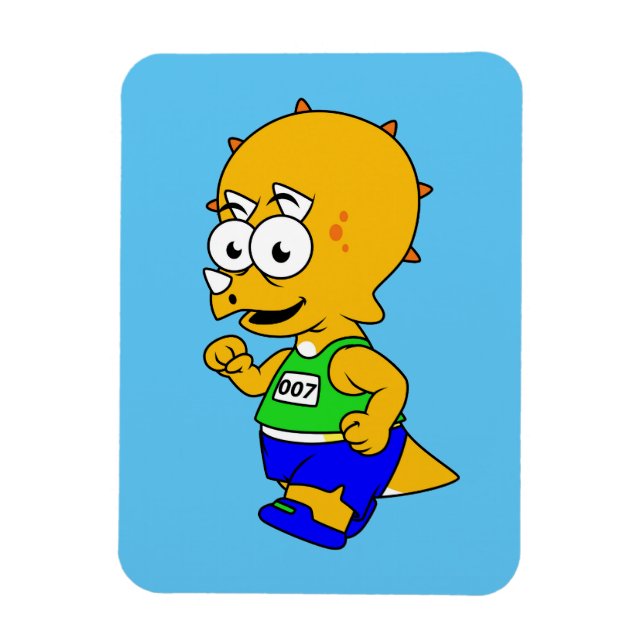 Ímã Ilustração De Um Corredor De Tricerátops. (Vertical)