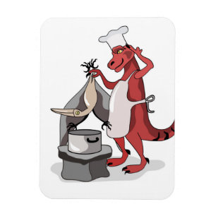 Ímã Ilustração De Um Cozinhar De Chef Tyrannosaurus Re