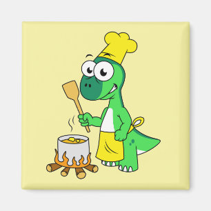 Imã Ilustração De Um Cozinhar De Dinossauro Parasaurol