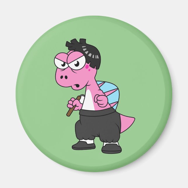 Imã Ilustração De Um Espinossauro Bruce Lee. (Frente)