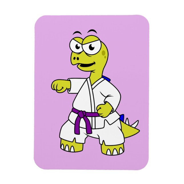 Ímã Ilustração De Um Estegossauro Praticando Karato. (Vertical)