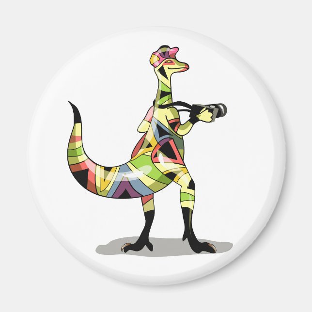 Imã Ilustração De Um Fotógrafo De Iguanodon. (Frente)