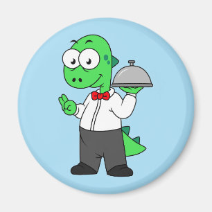 Imã Ilustração De Um Garçom De Comida Tyrannosaurus Re