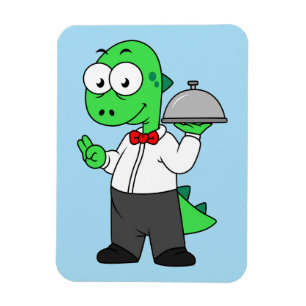 Ímã Ilustração De Um Garçom De Comida Tyrannosaurus Re