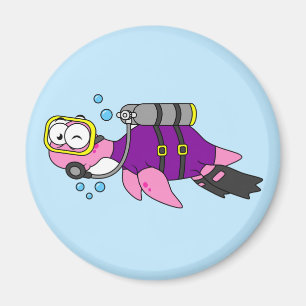 Imã Ilustração De Um Mergulhador Scuba Monstro De Loch