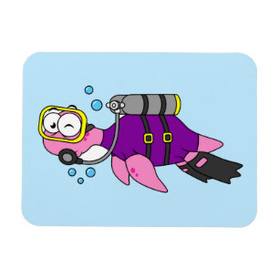 Ímã Ilustração De Um Mergulhador Scuba Monstro De Loch