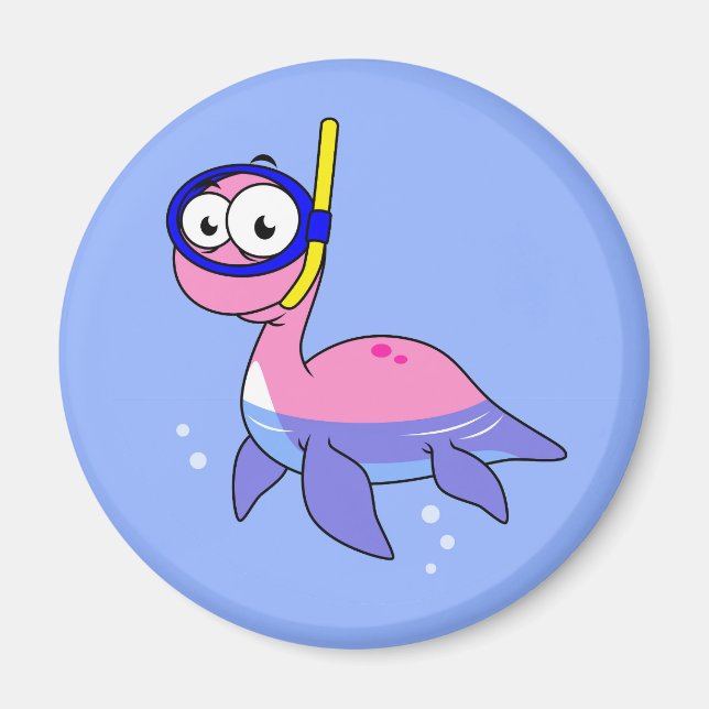 Imã Ilustração De Um Monstro De Snorkeling Loch Ness. (Frente)