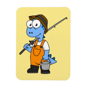 Ímã Ilustração De Um Pescador De Allosaurus.