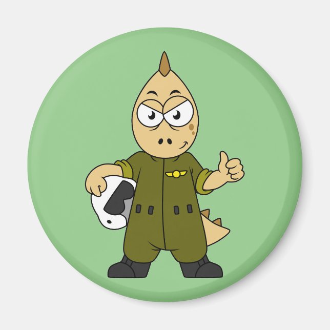 Imã Ilustração De Um Piloto De Jato De Allosaurus. (Frente)